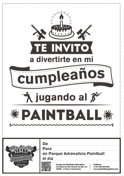 invitación cumpleaños paintball